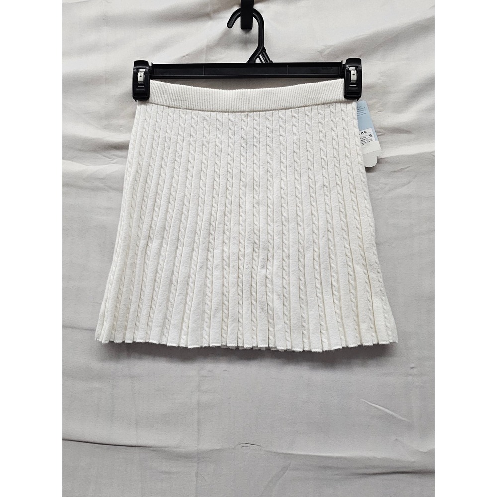 Cat & Jack Girls Cable Knit Pleated Skirt White Cotton Blend Casual Size XL